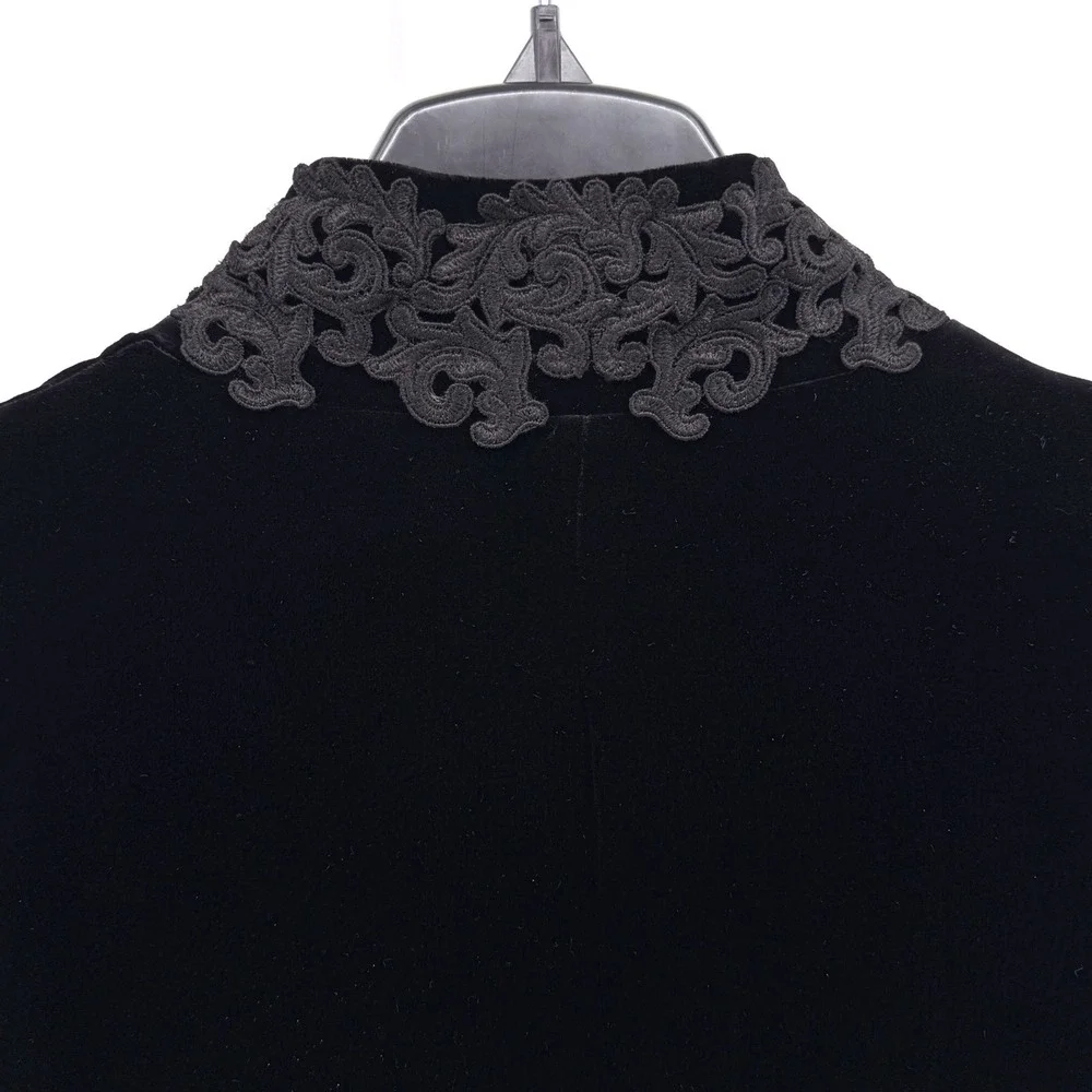 NEW Jones New York Tuxedo Park Blazer Womens 12 Jacket Black Velvet Lace Collar